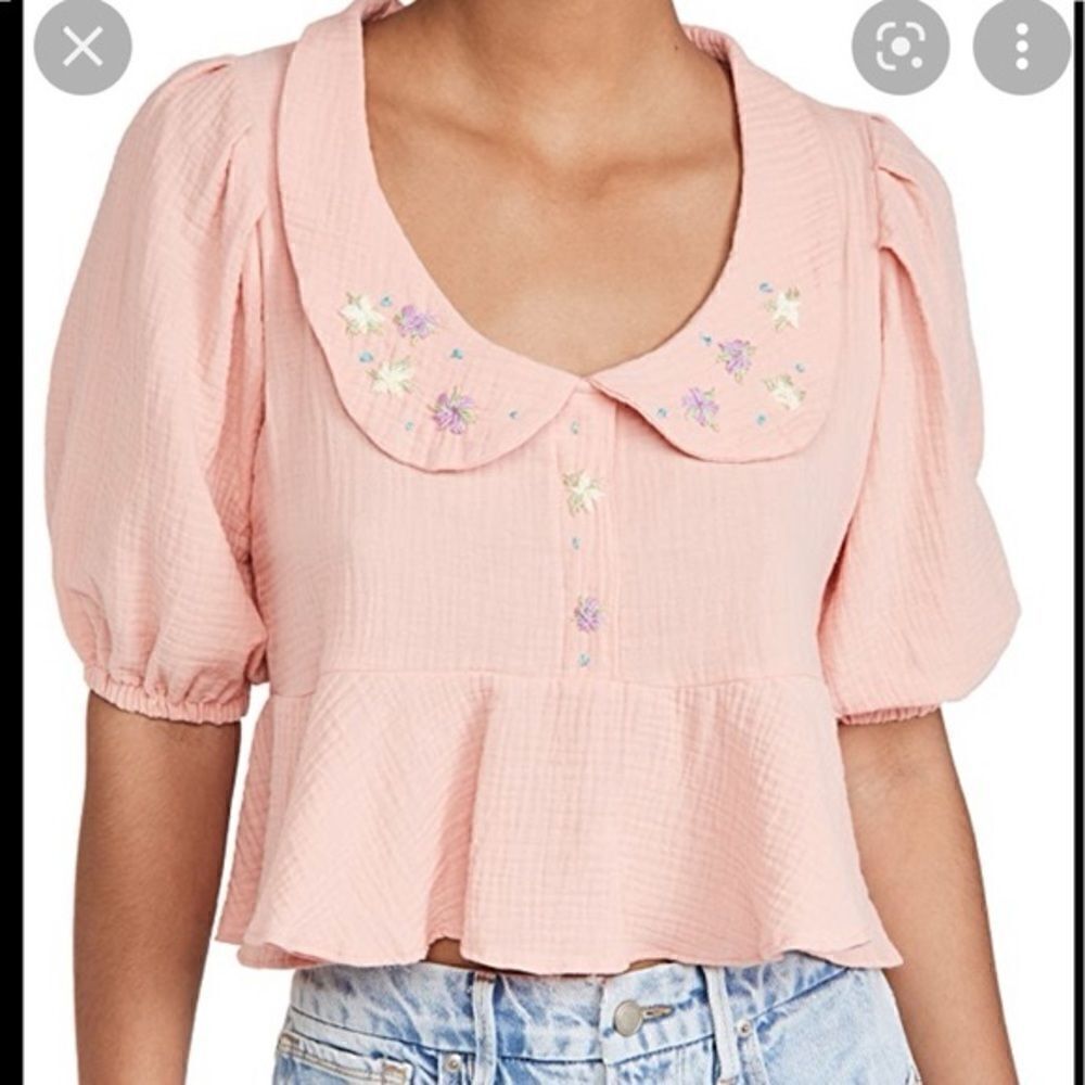 TACH Larina Embroidered Linen Top NWT